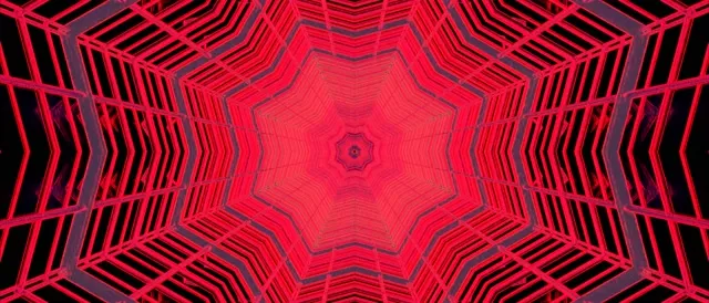 Vj loop Neon Tunnel Red Octagon Kaleidoscope 21:9 Ultrawide 60fps Screensaver