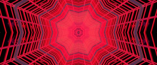 Neon Tunnel Red Star Kaleidoscope VJ Loop 2.39:1 Cinemascope 60fps Screensaver คาไลโดสโคป