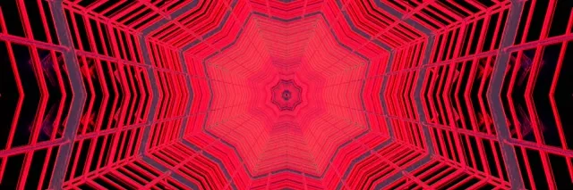 Neon Tunnel Red Star Kaleidoscope Vj Loop 3:1 Triple Wide 60fps Wygaszacz ekranu