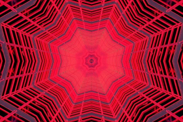 Neon Tunnel Nyekundu Nyota Vortex VJ Loop 3:2 Surface 60fps Screensaver
