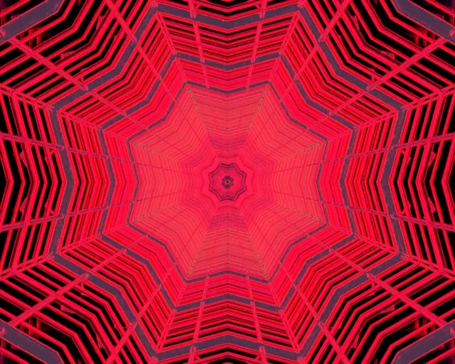 VJLoops Neon Tonnel Rooi Oktagon Wervelwind 5:4 industrieel 60fps skermbeveiliging