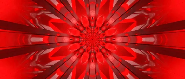 Red Neon Tunnel Kaleidoscope Burst VJ Loop 21:9 Ultrawide 60fps Screensaver