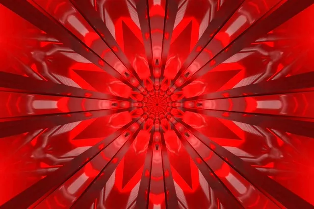 Red Neon Tunnel Kaleidoscope Burst VJ Loop 3:2 Surface 60fps Screensaver