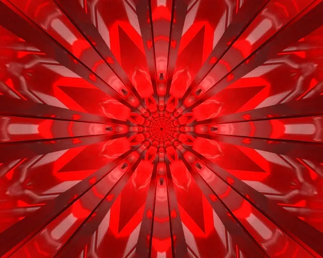 Tunel Neon Roșu Explozie Radială 5:4 Industrial 60fps Screensaver VJLoops