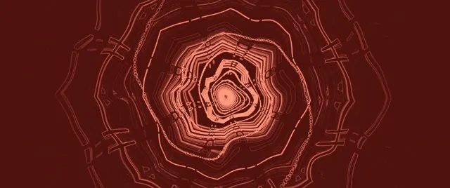 Tunnel Neon Rosso Vortice Spirale Ottagono VJ Loop 2.39:1 Cinemascope 60fps Screensaver