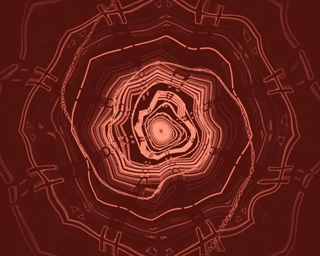 نفق النيون الأحمر دوامة ثماني الأضلاع VJ Loop 60fps 5:4 صناعي كاشف الشاشة