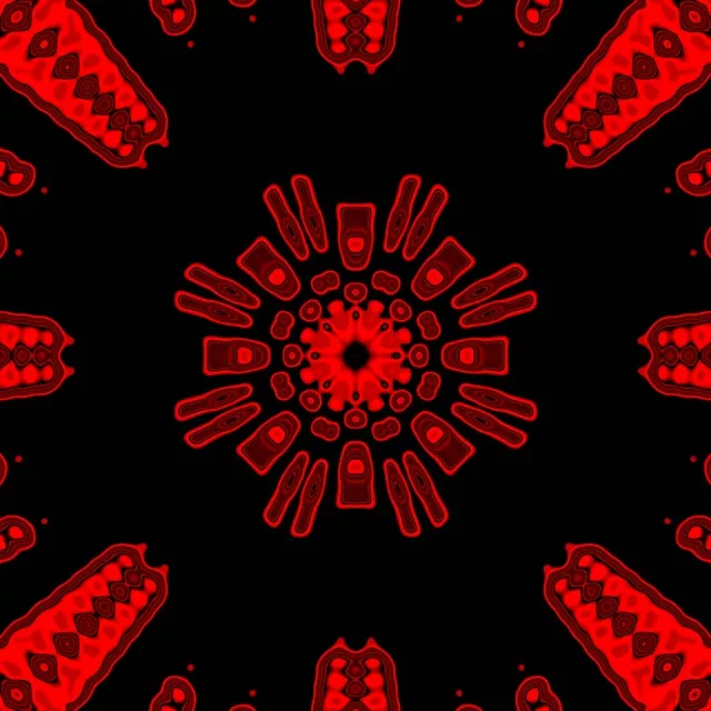 Red Neon Tunel Kaleidoskop Burst | 1:1 Square | 60fps VJLoops Screensaver