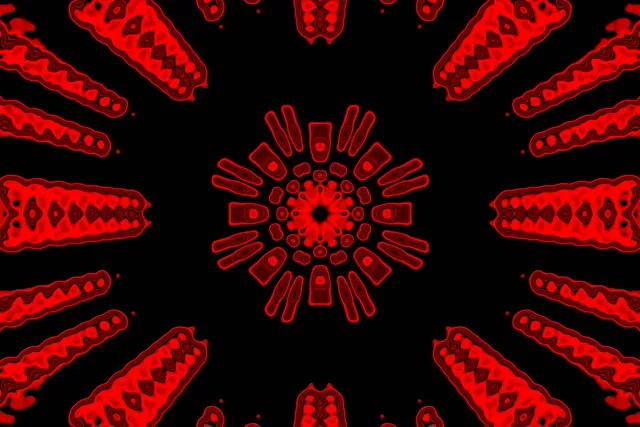 Pulsating Red Neon Tunnel Kaleidoskop Burst VJ Loop 3:2 60fps Screensaver