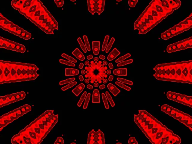Red Neon Tunnel Kaleidoscope Burst | 4:3 Classic 60fps Screensaver VJ Loop
