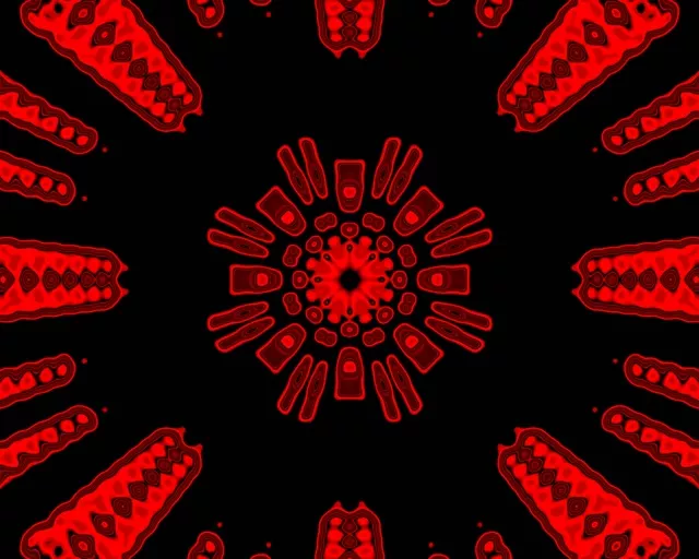 Tuneli Neon i Kuq Kaleidoskopi Shpërthim 5:4 Industrial 60fps VJ Loop Screensaver