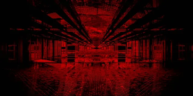 Roter Neon Tunnel VJ Loop 2:1 Univisium 60fps Bildschirmschoner Glitch Grid
