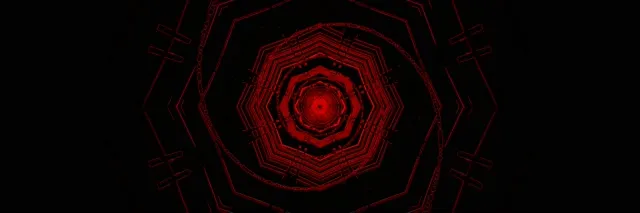 Rød Neon Tunnel Oktagon Vortex VJ Loop 3:1 Triple Wide 60fps Pauseskærm
