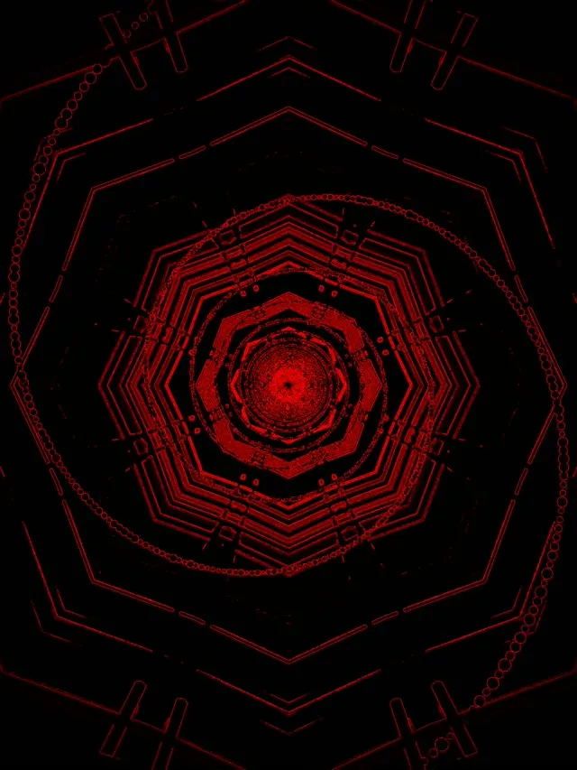 Červený neonový tunel osmiúhelník vír VJ Loop 60fps 3:4 iPad Portrait spořič obrazovky