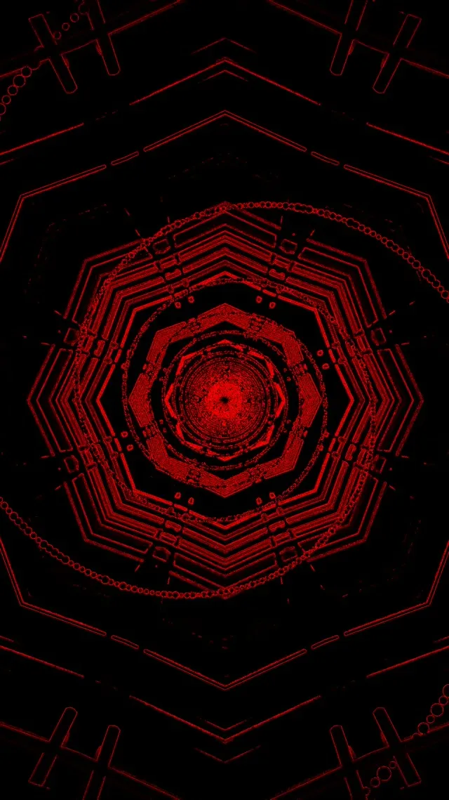 Red Neon Tunnel Octagon Vortex VJ Loop 9:16 Reels 60fps Screensaver
