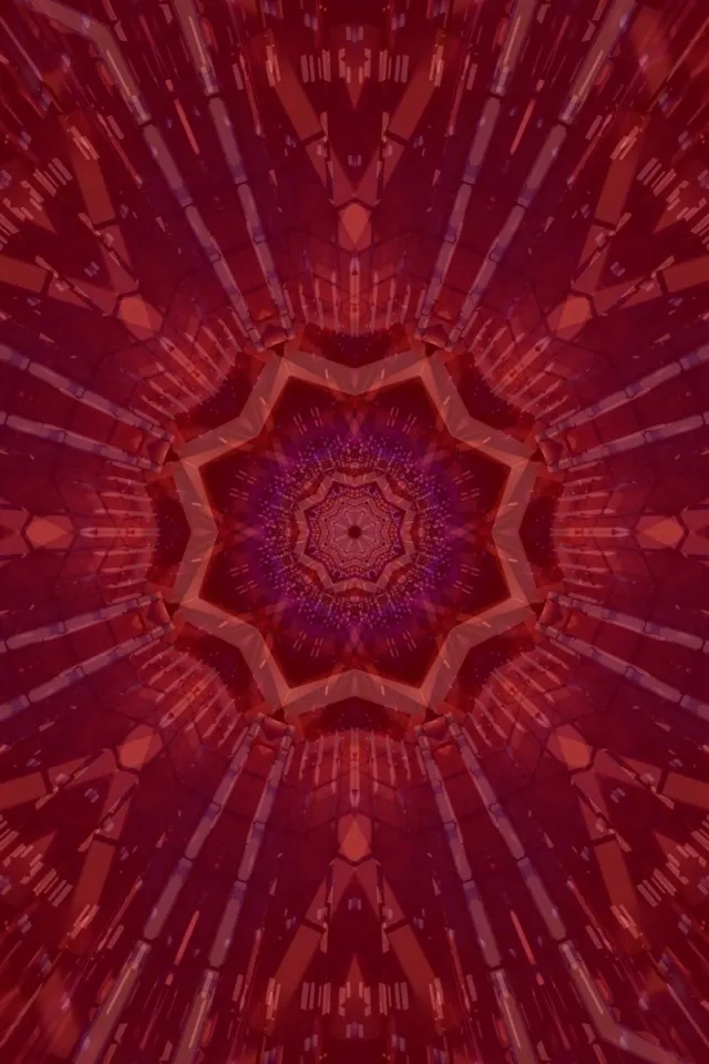 Rød Stjerne Kaleidoskop Neon Tunnel VJ Loop 2:3 Foto Portrett 60fps Skjermsparer
