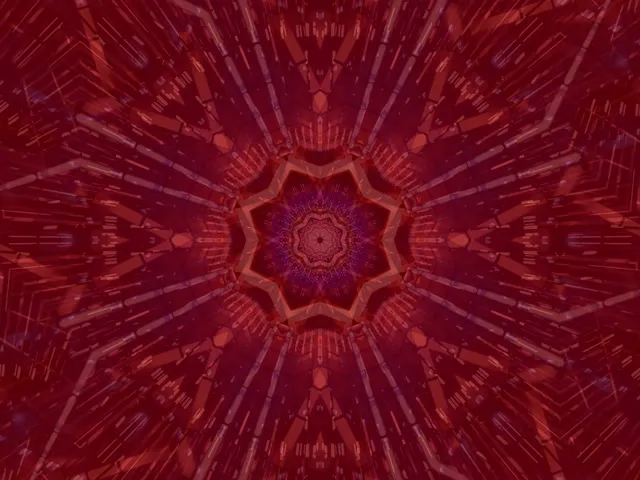 Neon Tunel Crvena Zvezda Kaleidoskop Vj Loop 4:3 Klasični 60fps Čuvar Ekrana