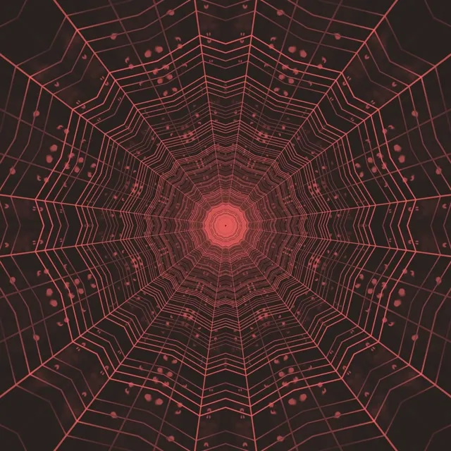 Red Mechanic Kaleidoscope Neon Tunnel VJ Loop 1:1 Square 60fps Screensaver