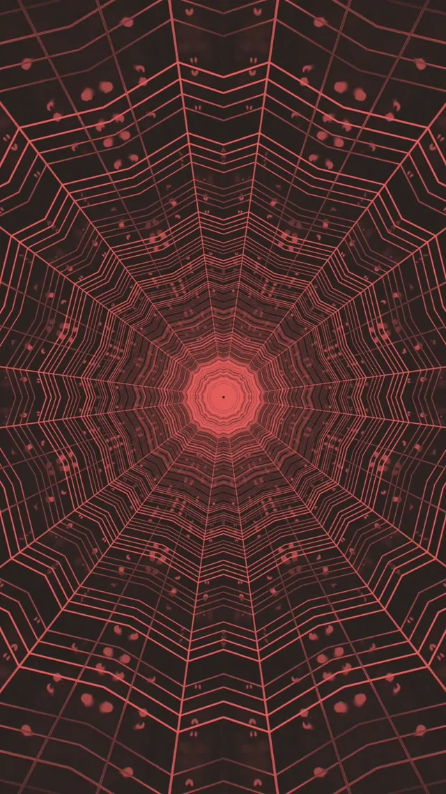 Neon Tunnel Red Spider Web Vortex Vj Loop 9:16 Reels 60fps Screensaver