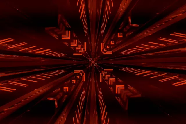 Roter Neon Tunnel Fraktal Stern Burst VJ Loop 3:2 Surface 60fps Screensaver