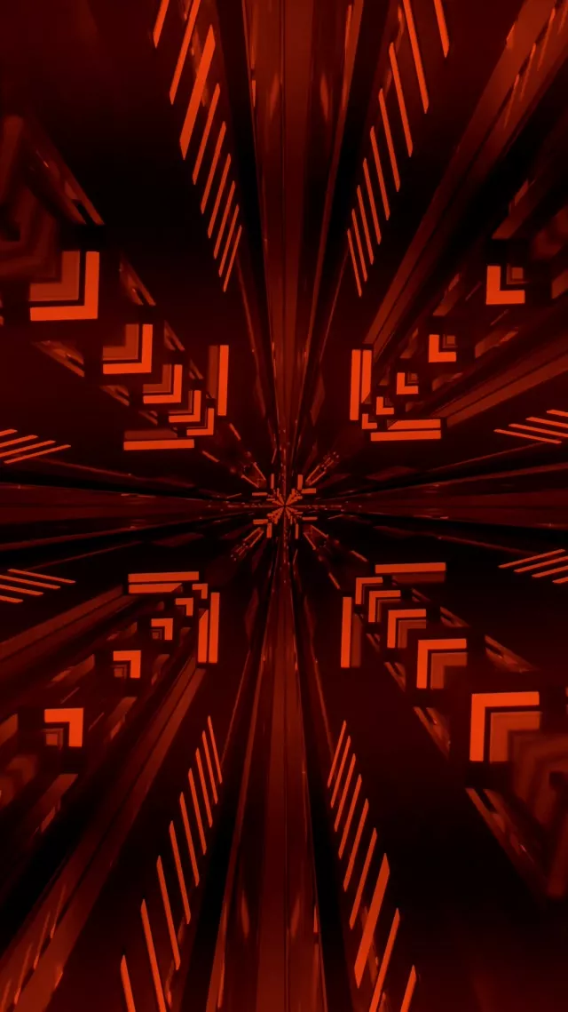 Neon Tunnel Red Angular Vortex Vj Loop 9:16 Reels 60fps Screensaver