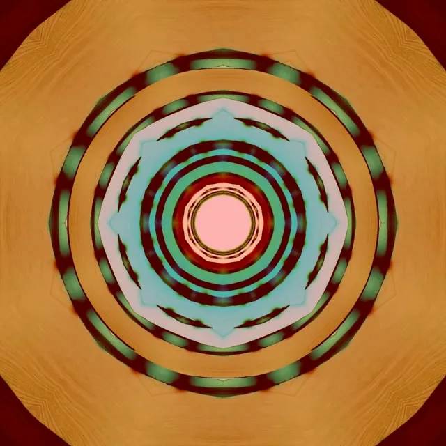 Neonový Tunel Červená Modrozelená Mandala Vortex | VJ Loop 1:1 Square 60fps Spořič
