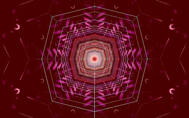 Neon Tunnel Kaleidoskop VJLoops 16:10 Macbook 60fps Pauseskærm Rød Fraktal