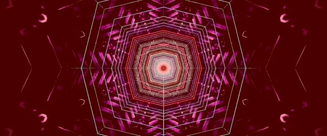 Neon Tunnel Red Kaleidoscope Vortex VJ Loop 2.39:1 Cinemascope 60fps Screensaver