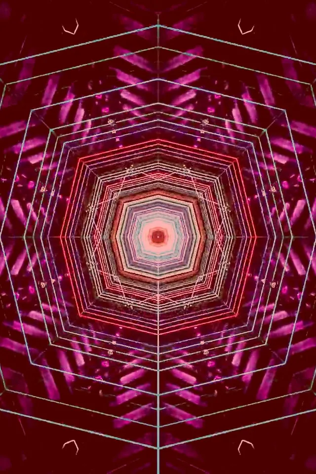 Tuneli ya Neon Octagon Vortex Nyekundu VJ Loop 2:3 Photo Portrait 60fps Screensaver