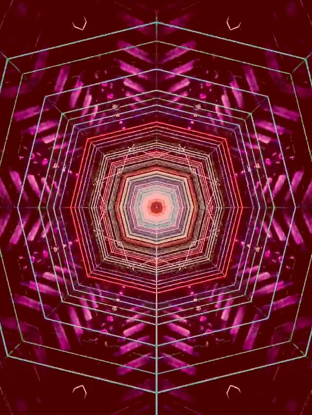 Neon Tonnel Krimson Agtkant Vorteks VJ Loop 3:4 iPad Portret 60fps Skermbewaarder