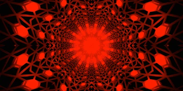 Red Glowing Neon Tunnel Mandala Vortex VJ Loop 2:1 Univisium 60fps Screensaver