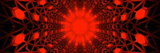 Rød Neon Tunnel Mandala Puls Vj Loop 3:1 Trippel Bred 60fps Skjermbeskytter