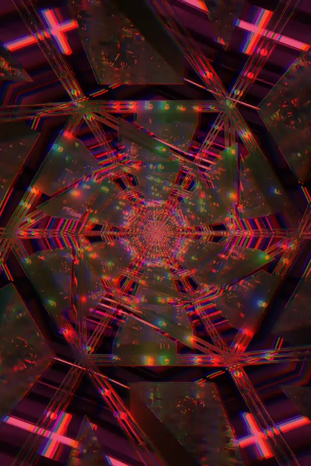 Neon Tunnel Rød Kaleidoskop Stjerne Virvel VJLoops 2:3 Foto Portrett 60fps Skjermsparer