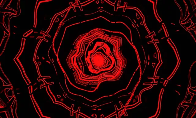Red Neon Tunnel Spiraling Polygon Vortex 5:3 Wide 60fps Screensaver Vj Loop