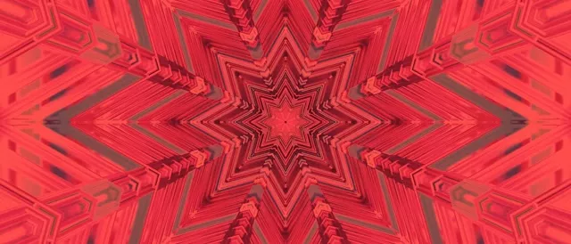Red Star Kaleidoscope Neon Tunnel Vj Loop 21:9 Ultrawide 60fps Screensaver
