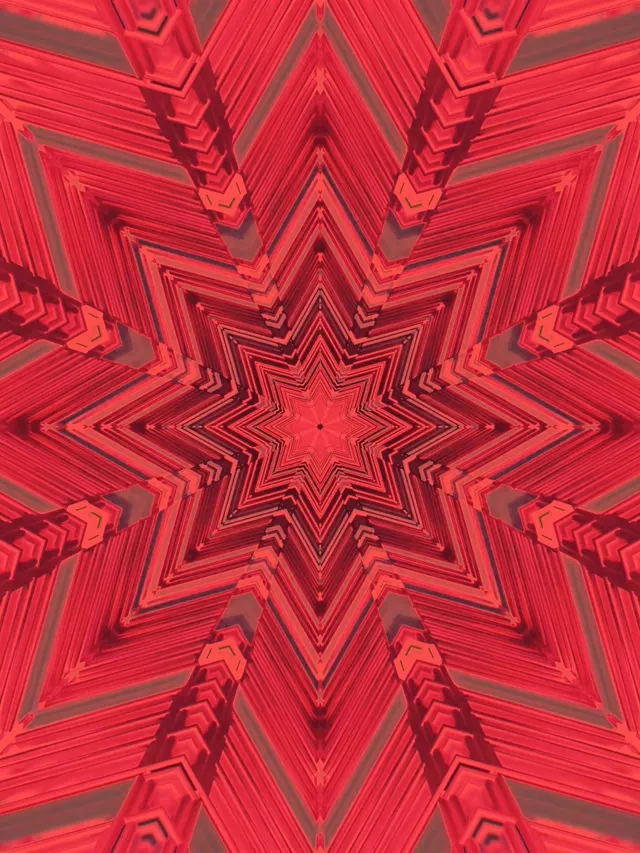 Roter Stern-Kaleidoskop Neon-Tunnel VJ Loop 3:4 iPad Portrait 60fps Bildschirmschoner