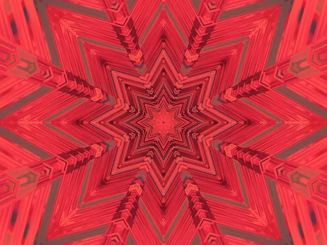 Neon Tunnel Rdeča Zvezda Kaleidoskop Vj Loop 4:3 Klasični 60fps Ohranjevalnik zaslona