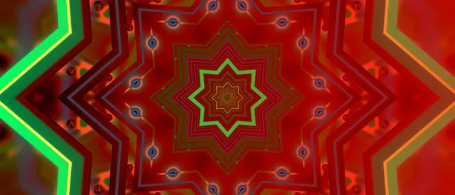 Red Neon Tunnel Star Kaleidoscope Screensaver 21:9 Ultrawide 60fps VJ Loop