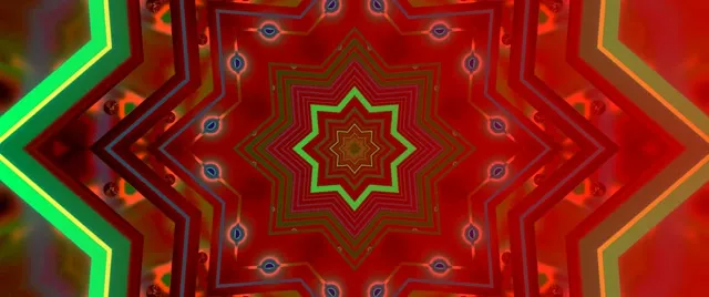 Rooi Neon Tonnel Ster Kaleidoskoop Sluimerskerm 2.39:1 Cinemascope 60fps VJ Loop