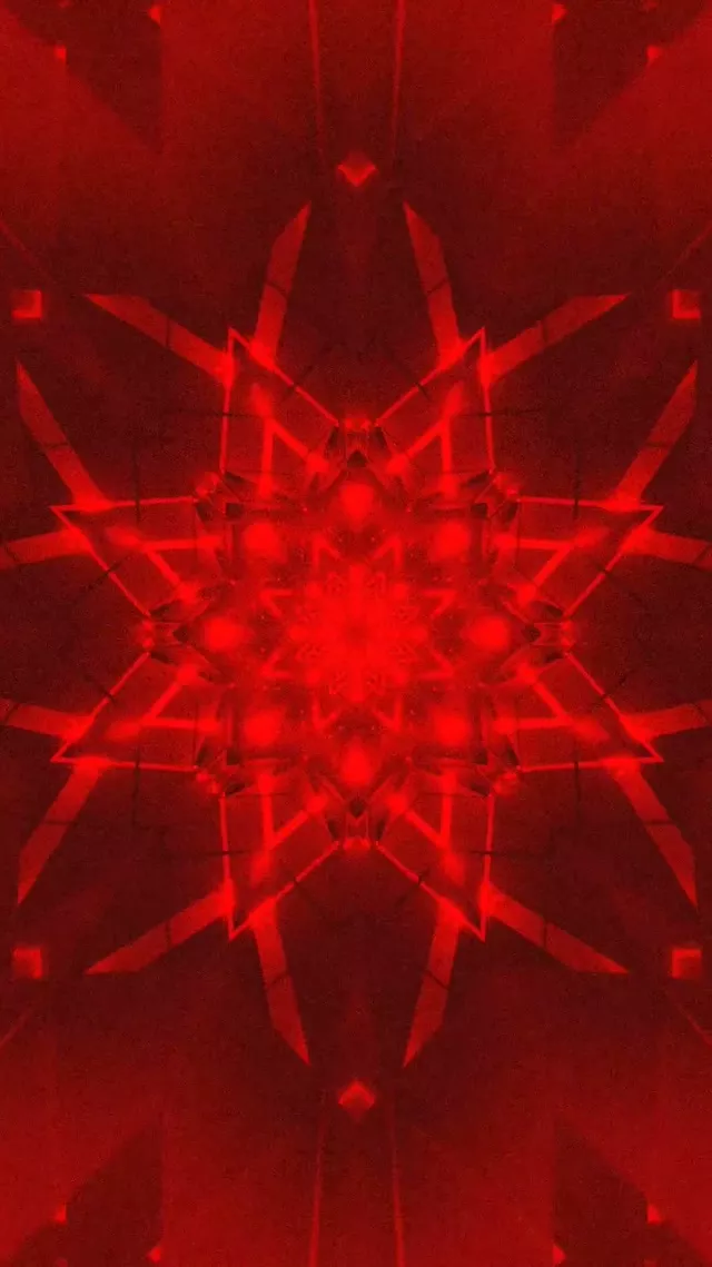 Red Neon Tunnel Star Kaleidoscope Vj Loop 9:16 Reels 60fps Screensaver