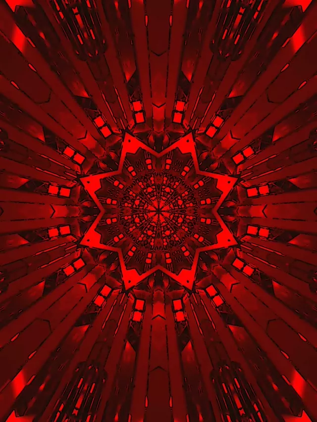 Kırmızı Neon Tünel Yıldız Mandala Ekran Koruyucu 3:4 iPad Portre 60fps VJ Loop