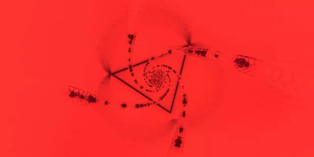 Červená Spirála Trojúhelník Neonový Tunel VJ Loop 2:1 Univisium 60fps Spořič