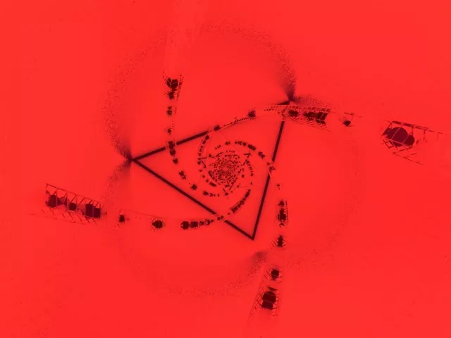 Tunnel Neon Triangolo Spirale Rosso VJLoops 4:3 Classico 60fps Screensaver