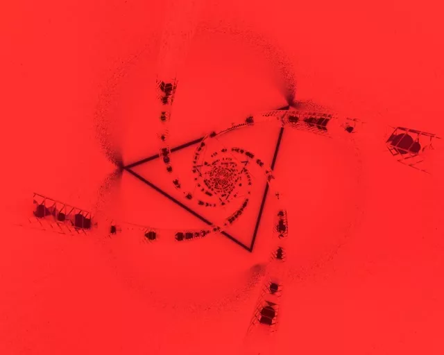 Neonový Tunel Červená Spirála Trojúhelník VJ Loop 5:4 industrial 60fps Spořič