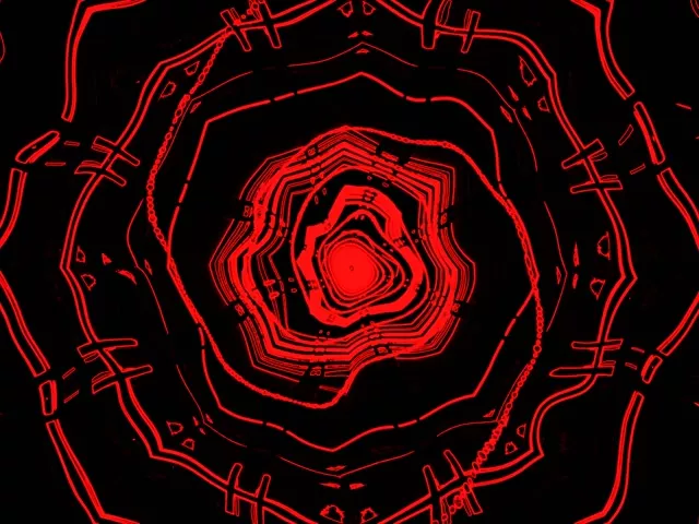Tunnel al Neon Rosso VJ Loop 4:3 Classico 60fps Screensaver Vortice Esagono Luminoso