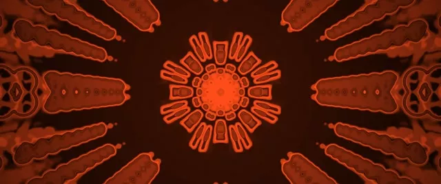 Crveni neonski tunel kaleidoskop prasak VJLoops petlja 2.39:1 Cinemascope 60fps zaslonski čuvar