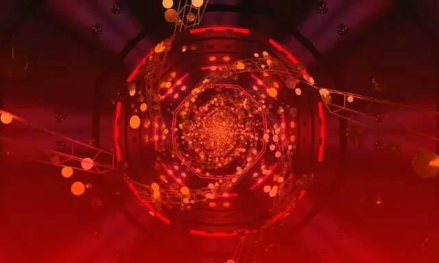 Red Neon Tunnel Vj Loop 5:3 Wide 60fps Screensaver Pulsating Spiral