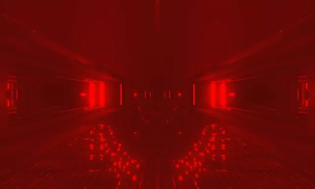 红色霓虹隧道 VJ Loop 60fps 5:3 宽屏 发光走廊 屏保