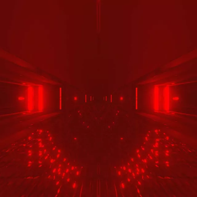 מנהרת נאון אדום VjLoops | השתקפויות רצפה זוהרות | 1:1 ריבוע 60fps שומר מסך