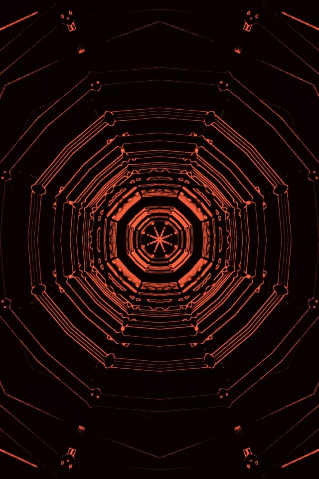 Red Neon Tunnel VJLoops Octagon Vortex 2:3 Photo Portrait 60fps Hifadhi ya Skrini