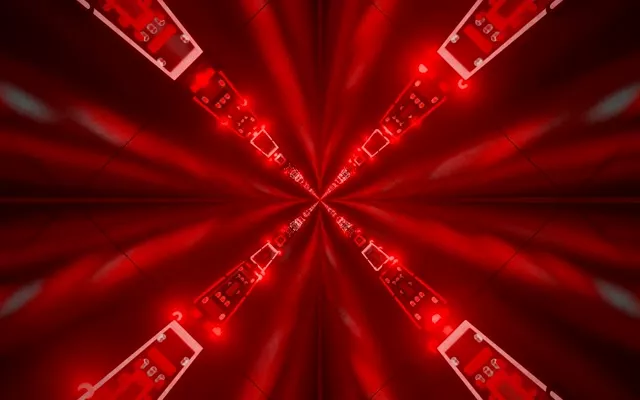 Túnel Neón Vermello X-Explosión VJLoops 16:10 MacBook 60fps Protector de Pantalla